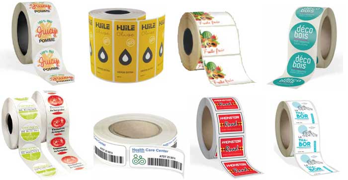 Étiquettes papier, rouleaux étiquettes adhésive, bobine étiquettes